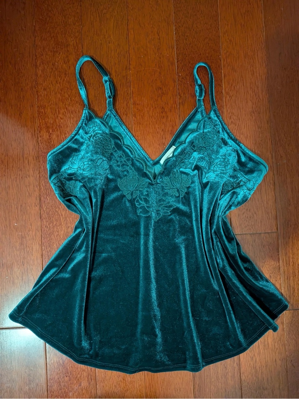 Love on a Hanger Teal Velvet Lace Camisole Top Medium